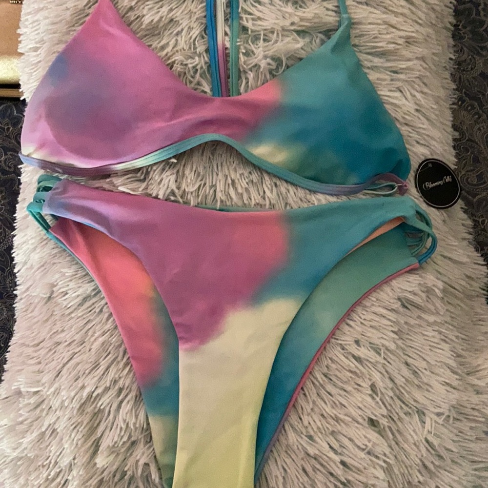 NWT multi colored thong bikini